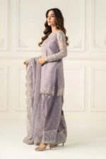 MARIA.B | 3 Piece Embroidered Raw Silk Suit -SF-EF25-60R1-Lilac | Ready To Wear - Image 7