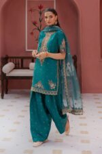 MARIA.B | 3 Piece Embroidered Raw Silk Suit -SF-EF25-63R1-Green | Ready To Wear - Image 4
