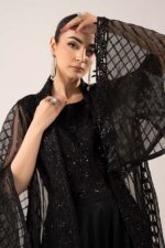 MARIA.B | 3 Piece Embroidered Organza Suit -MST-SF-EF26-12-Black | Ready To Wear - Image 3