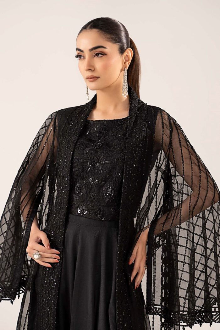 MARIA.B | 3 Piece Embroidered Organza Suit -MST-SF-EF26-12-Black | Ready To Wear - Image 5