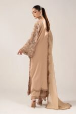 MARIA.B | 3 Piece Embroidered Raw Silk Suit -SF-EF26-16-BEIGE | Ready To Wear - Image 2