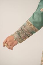 MARIA.B | 3 Piece Embroidered Raw Silk Suit -SF-EF26-28-Green | Ready To Wear - Image 7
