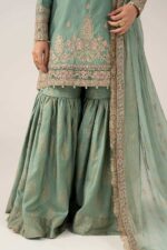 MARIA.B | 3 Piece Embroidered Raw Silk Suit -SF-EF26-28-Green | Ready To Wear - Image 8