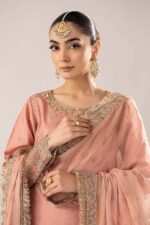MARIA.B | 3 Piece Embroidered Raw Silk Suit -SF-EF26-28-Peach | Ready To Wear - Image 3