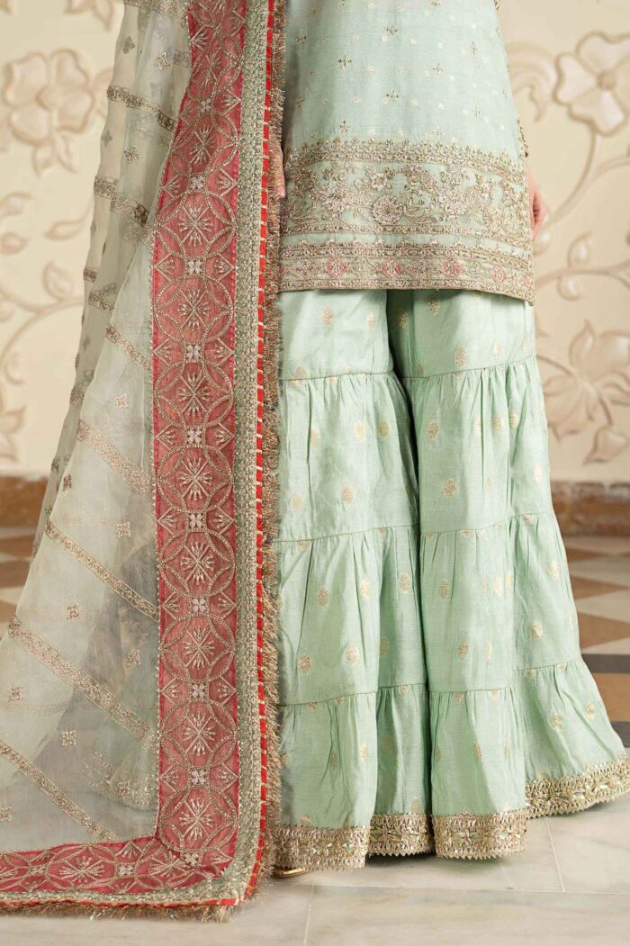 MARIA.B | 3 Piece Embroidered Cotton Lurex Suit -SF-EF26-30-Sea Green | Ready To Wear - Image 5