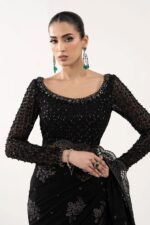 MARIA.B | 3 Piece Embroidered Chiffon Saree -SF-EF26-40-Black | Ready To Wear - Image 3