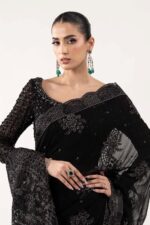 MARIA.B | 3 Piece Embroidered Chiffon Saree -SF-EF26-40-Black | Ready To Wear - Image 4