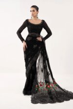 MARIA.B | 3 Piece Embroidered Chiffon Saree -SF-EF26-40-Black | Ready To Wear - Image 6