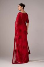 MARIA.B | 3 Piece Embroidered Chiffon Saree-SF-EF26-56-Red | Ready To Wear - Image 2