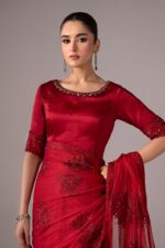 MARIA.B | 3 Piece Embroidered Chiffon Saree-SF-EF26-56-Red | Ready To Wear - Image 3