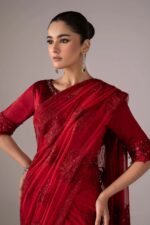 MARIA.B | 3 Piece Embroidered Chiffon Saree-SF-EF26-56-Red | Ready To Wear - Image 4