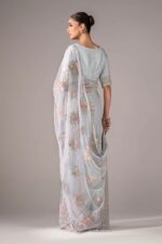 MARIA.B | 3 Piece Embroidered  Chiffon Saree -SF-EF26-56-Sky Blue | Ready To Wear - Image 2