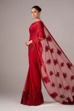 MARIA.B | 3 Piece Embroidered Chiffon Saree-SF-EF26-56-Red | Ready To Wear - Image 5
