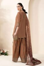 MARIA.B | 3 Piece Embroidered Raw Silk Suit -SF-EF26-61-Brown | Ready To Wear - Image 2