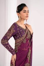 MARIA.B | 3 Piece Embroidered Chiffon Saree -SF-EF26-67-Purple | Ready To Wear - Image 4