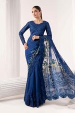MARIA.B | 3 Piece Embroidered Chiffon Saree -SF-EF26-69-Blue | Ready To Wear - Image 6