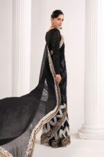 MARIA.B | 3 Piece Embroidered Chiffon Saree -SF-EF26-74-Black | Ready To Wear - Image 2