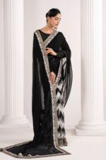 MARIA.B | 3 Piece Embroidered Chiffon Saree -SF-EF26-74-Black | Ready To Wear - Image 5