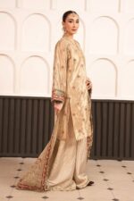 MARIA.B | 3 Piece Embroidered Tissue Suit -SF-EF23-27R1-Golden | Ready To Wear - Image 9