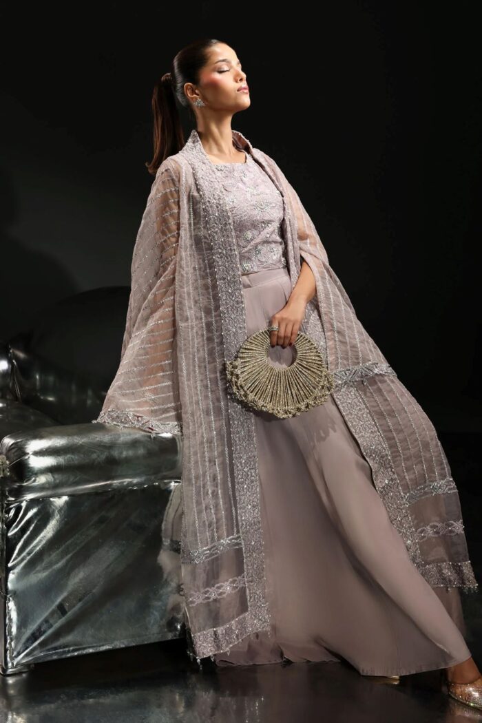 MARIA.B | 3 Piece Embroidered Organza Suit -SF-EF26-12-Lilac | Ready To Wear - Image 2