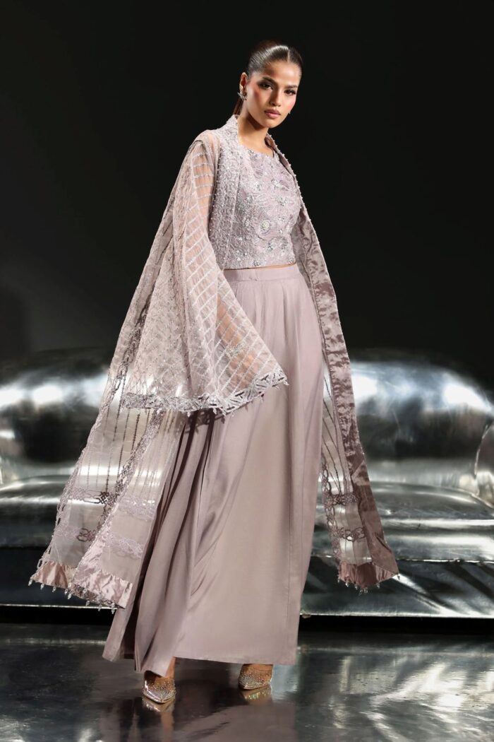 MARIA.B | 3 Piece Embroidered Organza Suit -SF-EF26-12-Lilac | Ready To Wear - Image 4