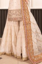 MARIA.B | 3 Piece Embroidered Cotton Lurex Suit -SF-EF26-30-Off White | Ready To Wear - Image 5