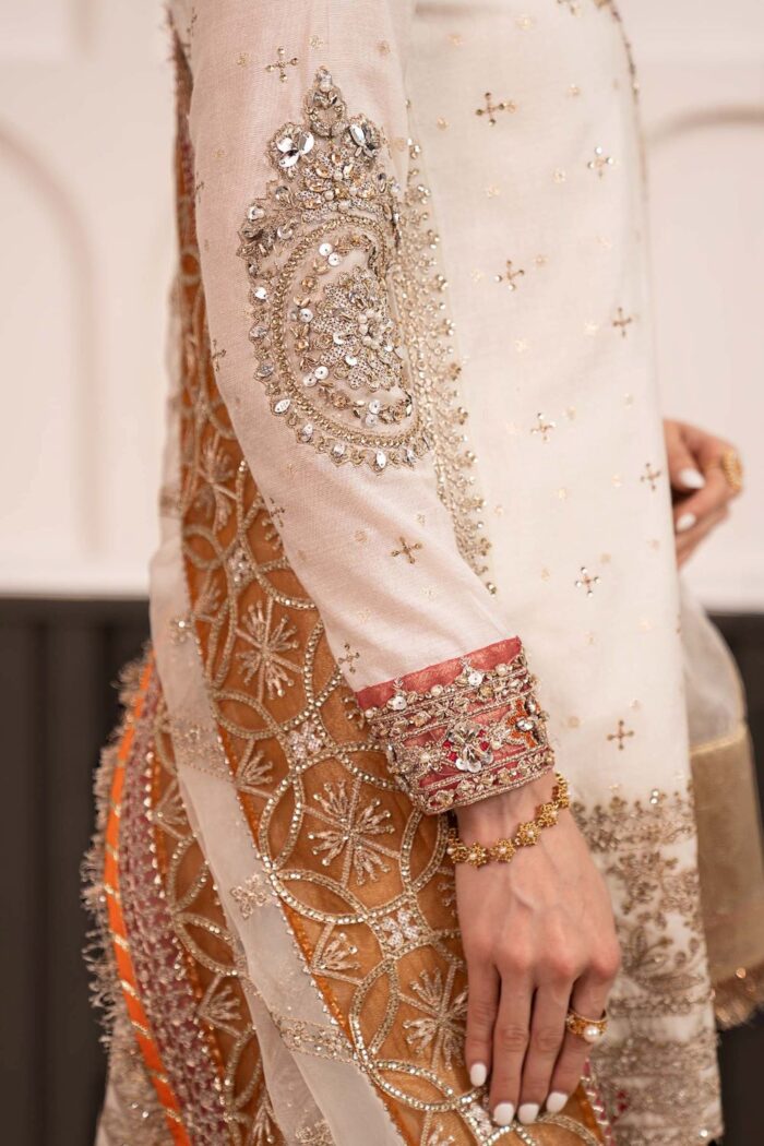 MARIA.B | 3 Piece Embroidered Cotton Lurex Suit -SF-EF26-30-Off White | Ready To Wear - Image 6