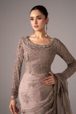 MARIA.B | 3 Piece Embroidered Chiffon Saree -SF-EF26-40-Grey | Ready To Wear - Image 2