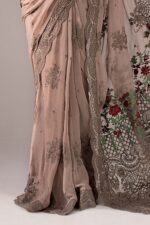 MARIA.B | 3 Piece Embroidered Chiffon Saree -SF-EF26-40-Grey | Ready To Wear - Image 4