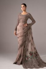 MARIA.B | 3 Piece Embroidered Chiffon Saree -SF-EF26-40-Grey | Ready To Wear - Image 5
