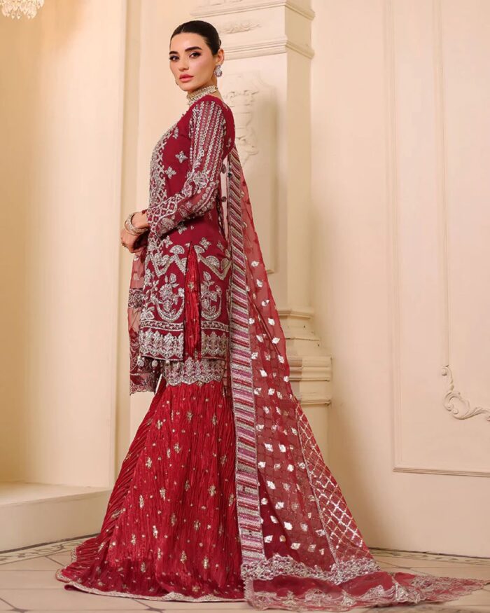 Ally's Official | 3 Piece Luxury Organza embroidered ghararah  |AR-111| Ready To Wear - Image 3