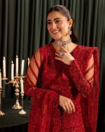 Ally's Official | 3 Piece Luxury  net fabric maxi Embroidered  | AR-113 | Ready To Wear - Image 4