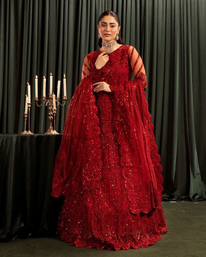 Ally's Official | 3 Piece Luxury  net fabric maxi Embroidered  | AR-113 | Ready To Wear - Image 5