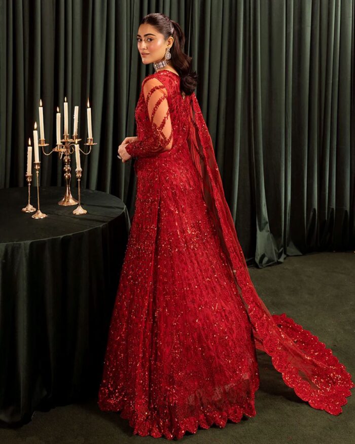 Ally's Official | 3 Piece Luxury  net fabric maxi Embroidered  | AR-113 | Ready To Wear - Image 6