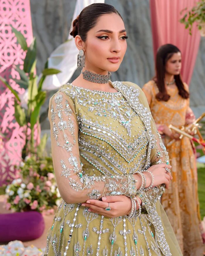Ally's Official | 3 Piece Luxury Organza embroidered lehnga  |AL-4060 | Ready To Wear - Image 4
