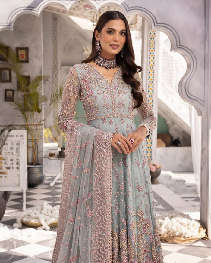 Ally's Official | 3 Piece Luxury Organza Maxi Embroidered  |Aroosh - AR-71 | Ready To Wear - Image 5