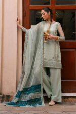 Naqshi | 3 Piece Aqua Organza Sharara – Amani| Ready To Wear - Image 6