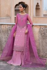 Naqshi | 3 Piece Light & Dark Tone of Lilac Organza luxury pret – Shams | Ready To Wear - Image 2
