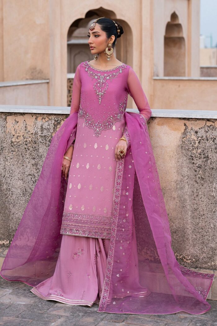 Naqshi | 3 Piece Light & Dark Tone of Lilac Organza luxury pret – Shams | Ready To Wear - Image 2