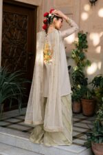 Naqshi | 3 Piece Skin + Pistachio Organza luxury pret – Saaz | Ready To Wear - Image 6