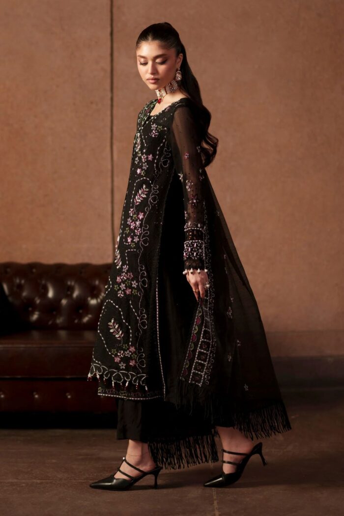 Naqshi | 3 Piece Black Khadi Net luxury pret – Zeya | Ready To Wear - Image 4