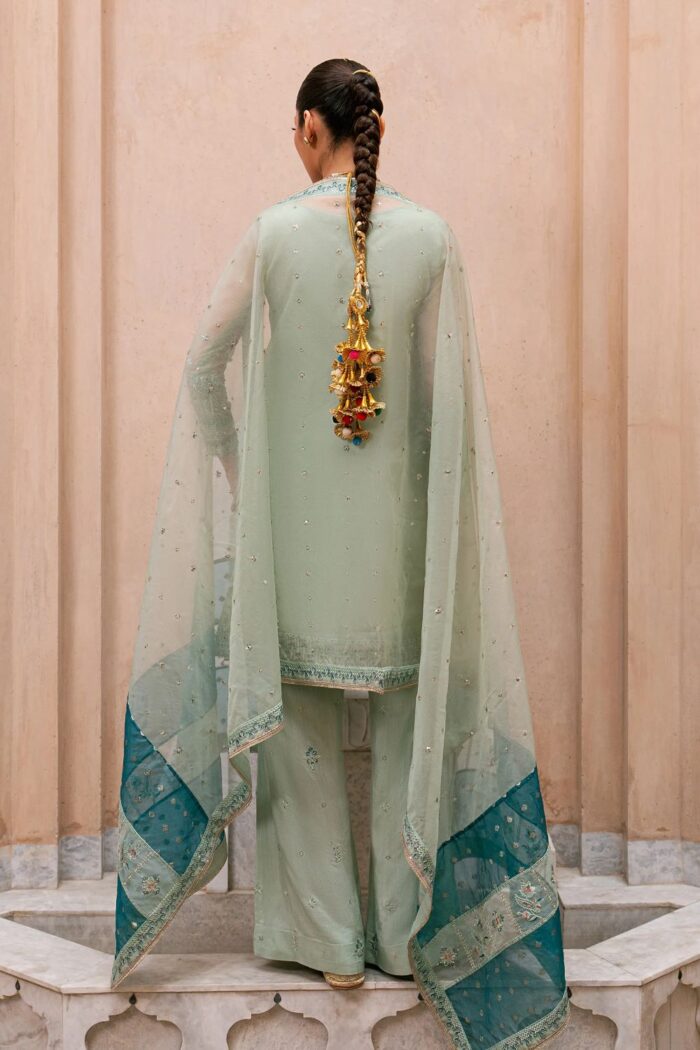 Naqshi | 3 Piece Aqua Organza Sharara – Amani| Ready To Wear - Image 5