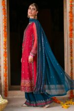 Naqshi | 3 Piece Shocking Pink & Zinc Crinkle Chiffon  luxury pret – Shazim | Ready To Wear - Image 6