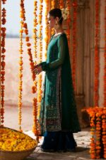 Naqshi | 3 Piece Green & Blue Crinkle Chiffon luxury pret – Anfa | Ready To Wear - Image 5