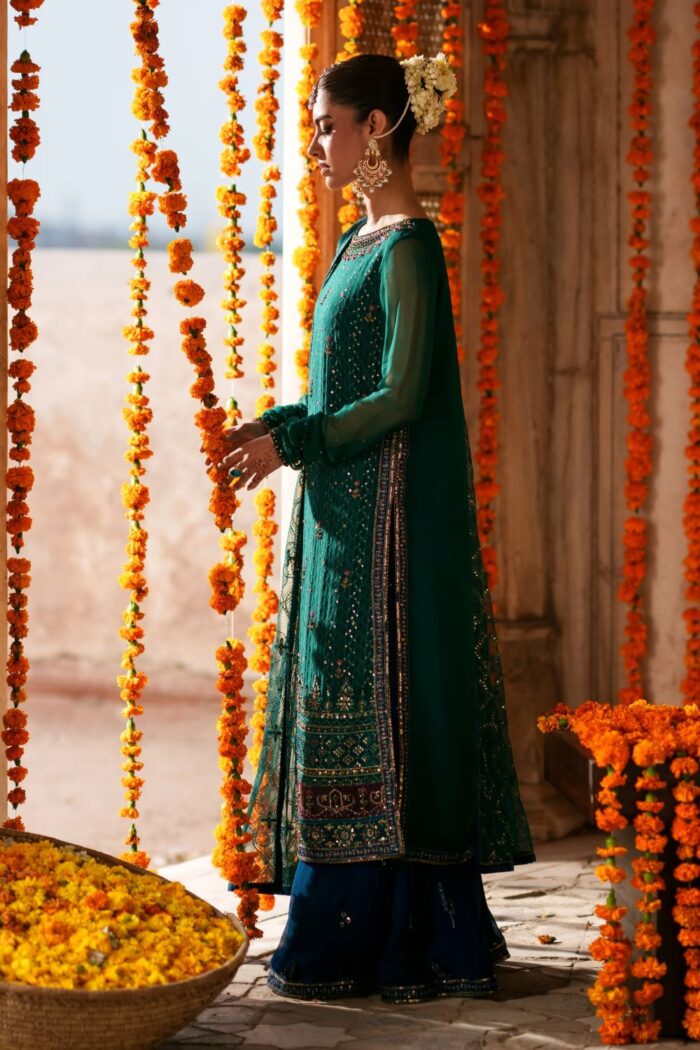 Naqshi | 3 Piece Green & Blue Crinkle Chiffon luxury pret – Anfa | Ready To Wear - Image 5