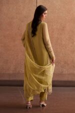 Naqshi | 3 Piece Lime Green  Khadi Net luxury pret – Pedro | Ready To Wear - Image 4