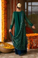 Naqshi | 3 Piece Green & Blue Crinkle Chiffon luxury pret – Anfa | Ready To Wear - Image 4