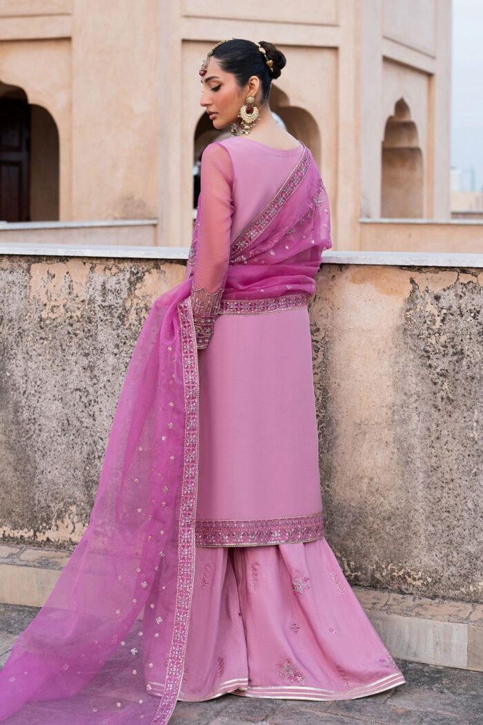 Naqshi | 3 Piece Light & Dark Tone of Lilac Organza luxury pret – Shams | Ready To Wear - Image 3