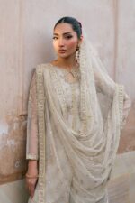 Naqshi | 3 Piece Skin + Pistachio Organza luxury pret – Saaz | Ready To Wear - Image 5