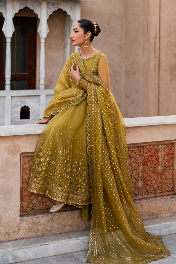 Naqshi | 3 Piece Mustard Organza luxury pret – Lehr | Ready To Wear - Image 4